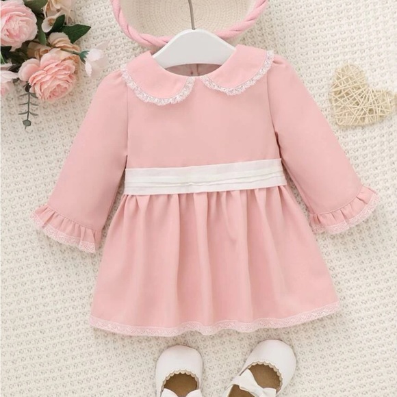 Baby girl Contrast Lace Peter Pan Collar Dress - Picture 1 of 3